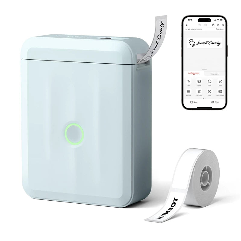 D110 Mini Thermal Label Printer, Bluetooth Portable Pocket Sticker Maker 12–15mm Inkless Label Printer for Home Organization