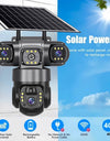 12MP 6K  Outdoor Solar 4G Camera Three Lens Three Screen PIR Motion Detection Cam Waterproof Night Vision Smart Security CCTV