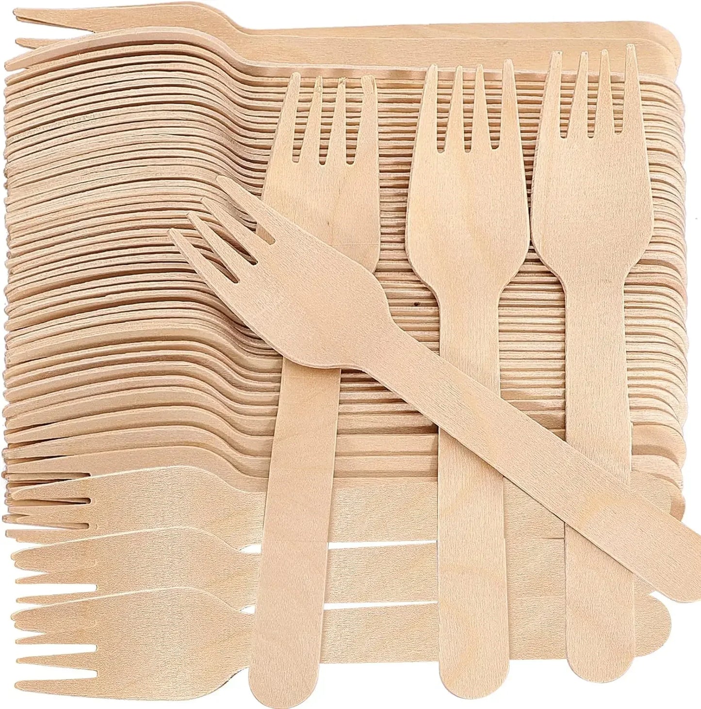 New Disposable Wooden Knife Fork Cutlery Set for Wedding Birthday Party Utensil Dessert Cake Spoons Kitchen Tableware Supplies