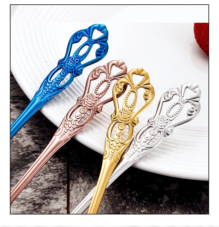 Retro Gold Cutlery Set Luxury Complete Tableware European Style Gift Box Stainless Steel Spoon Fork Steak Knife Set