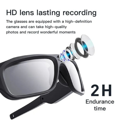 4K Camera Glasses, Video Glasses, Bike Surveillance Video Recorder Action Cam Sunglasses Outdoor Sports Camcorder Ultra-clear