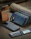 Leather for Magsafe Phone Case for iPhone 16 15 Pro Max 14 Plus Bracket Magnetic Back Cover with Card Holder