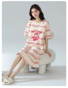 Women’s Cotton Nightgown – Korean Style Cute Print, Summer Short Sleeve Sleepwear Dress