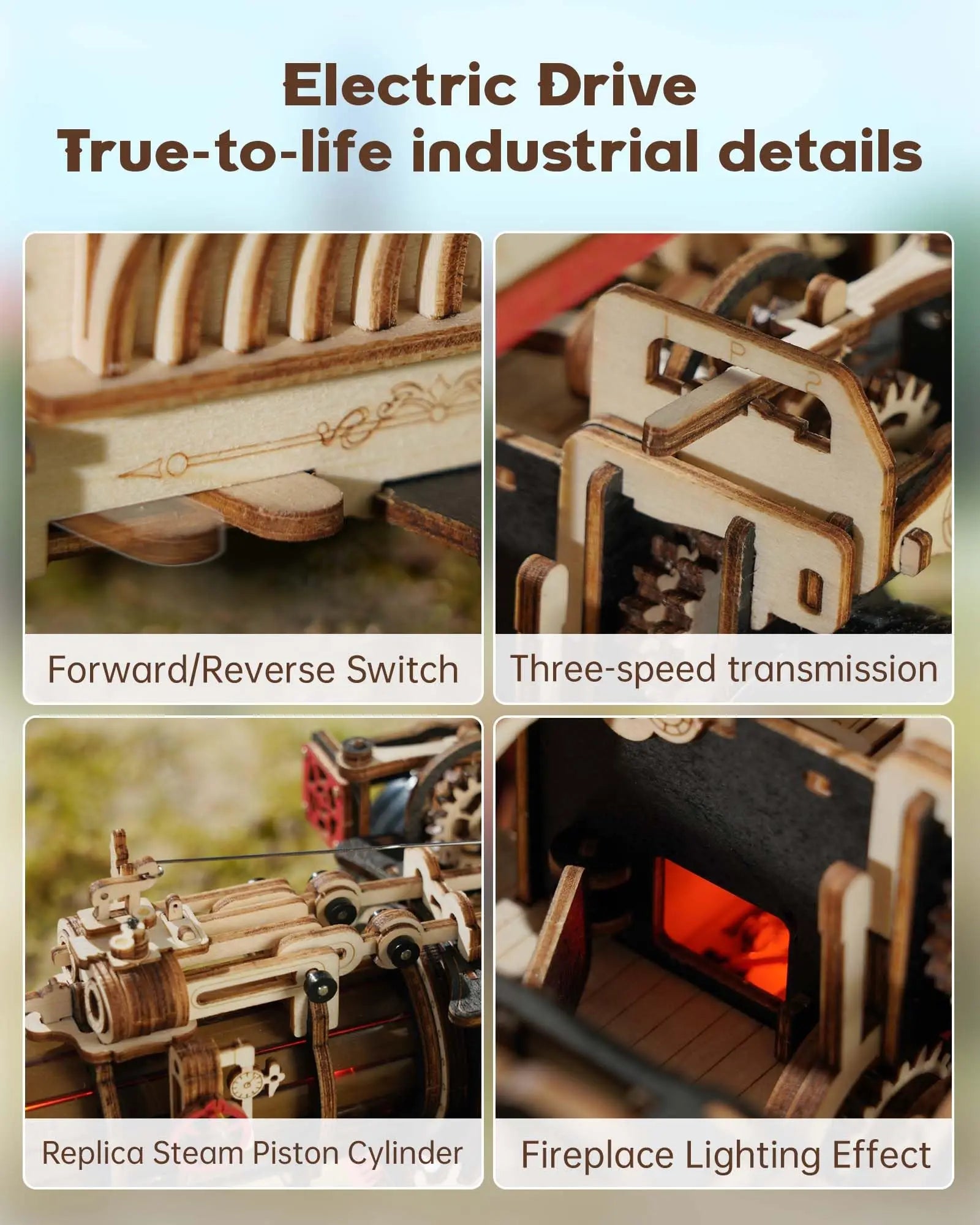 3D Wooden Puzzle Car Model Building Kit Steam Locomotive Model Kits Wooden Puzzle 469 Parts