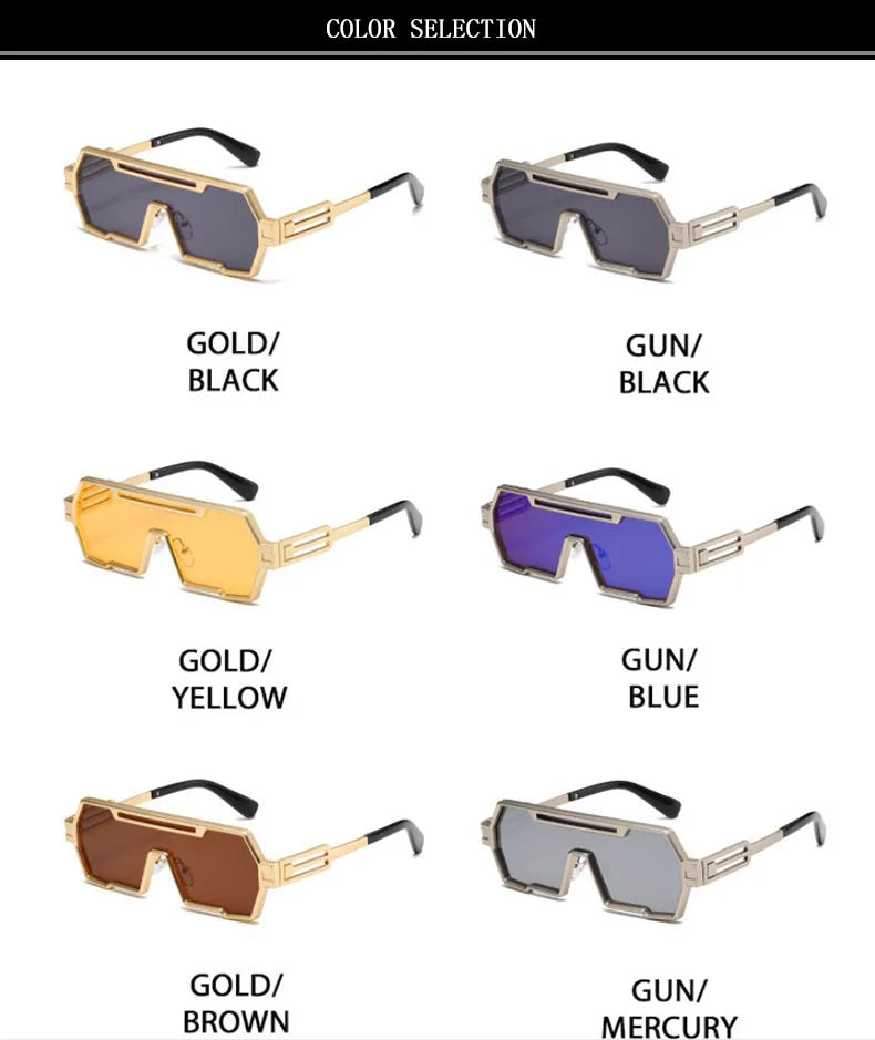 Square Steampunk Metal Sunglasses With UV400 Protection
