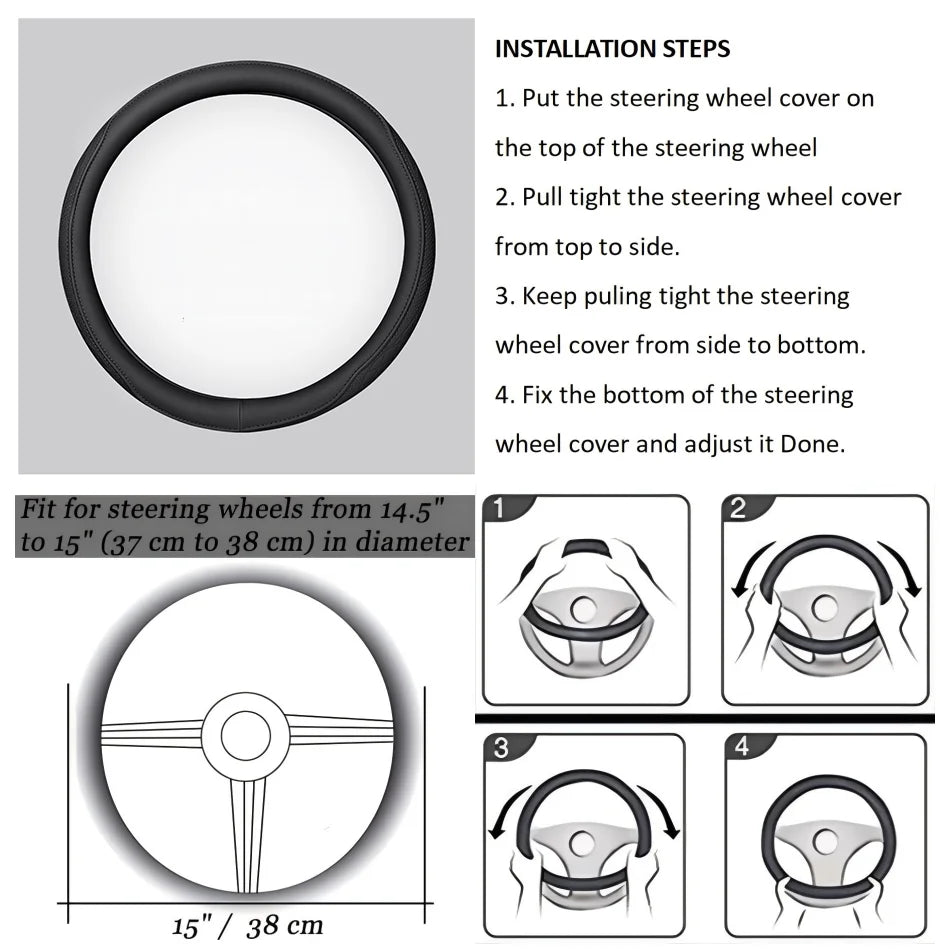 Perforated Nappa Leather Car Steering Wheel Cover 37CM 38CM