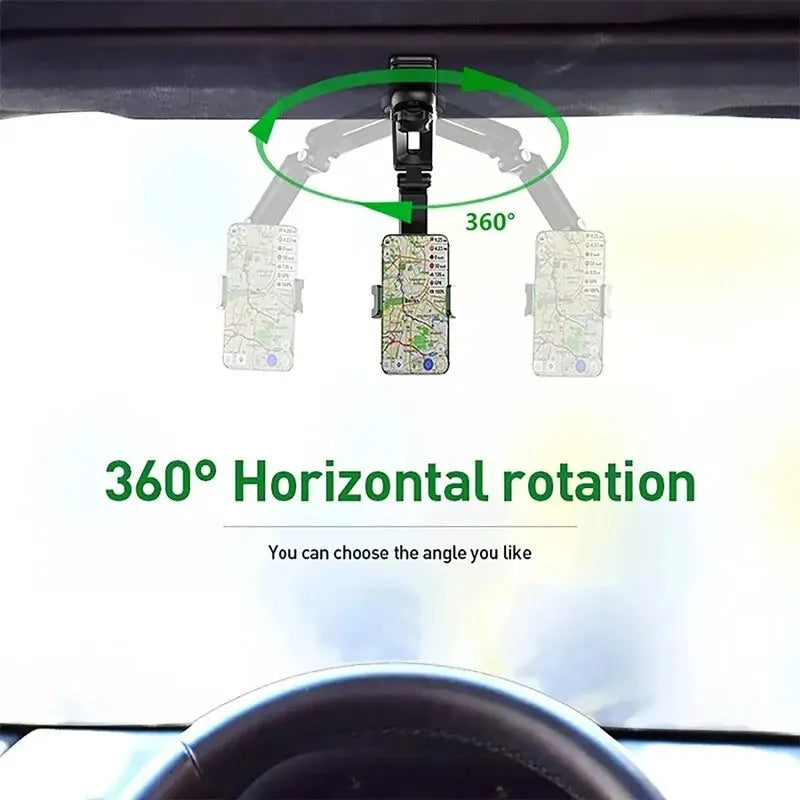 1080° Rotating Sun Visor Car Phone Holder Mount Cell Mobile Car Clip Bracket Stand Support in Car for iPhone Samsung Xiaomi