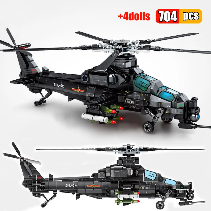 704 Pcs Helicopter Sets City Police Military Plane Building Blocks War Army Fighter Fire Rescue Huey Copter Swat Aircraft