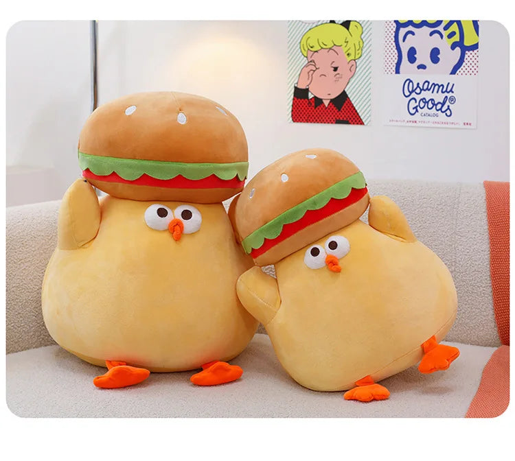 Cartoon Burger And Chicken Plush Toy Soft Throw Pillow