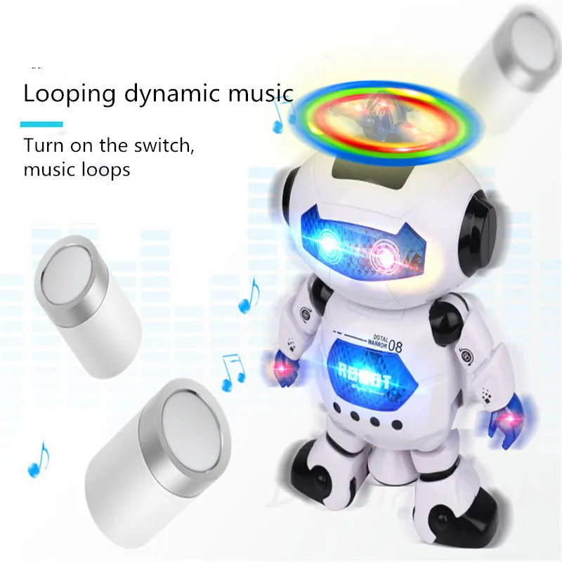 Kids Robot Rotating Dance Toys With Music LED Light Electronic Walking Toys for Boys Girls Birthday Christmas Gift