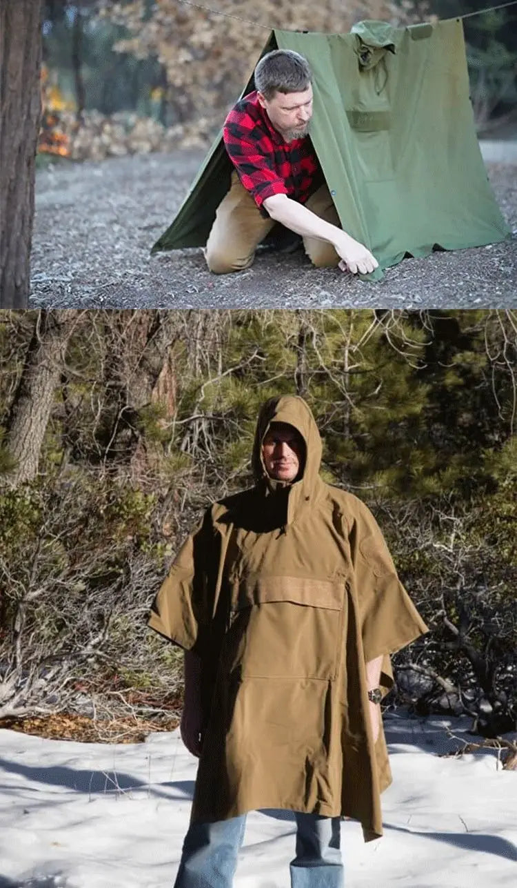 Tactical Waterproof Rain Poncho for Camping Hiking Cycling and Fishing