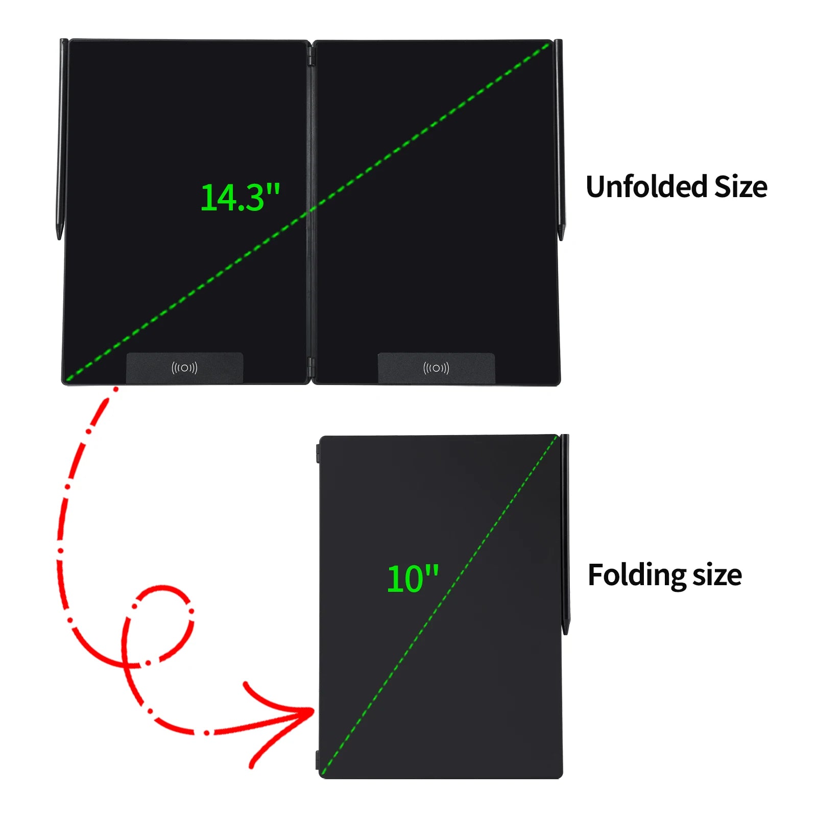 14.3-inch Folding Screen  LCD Superfine Handwriting Writing Board Meeting megnetic to Eras Drawings Tablet Split screen
