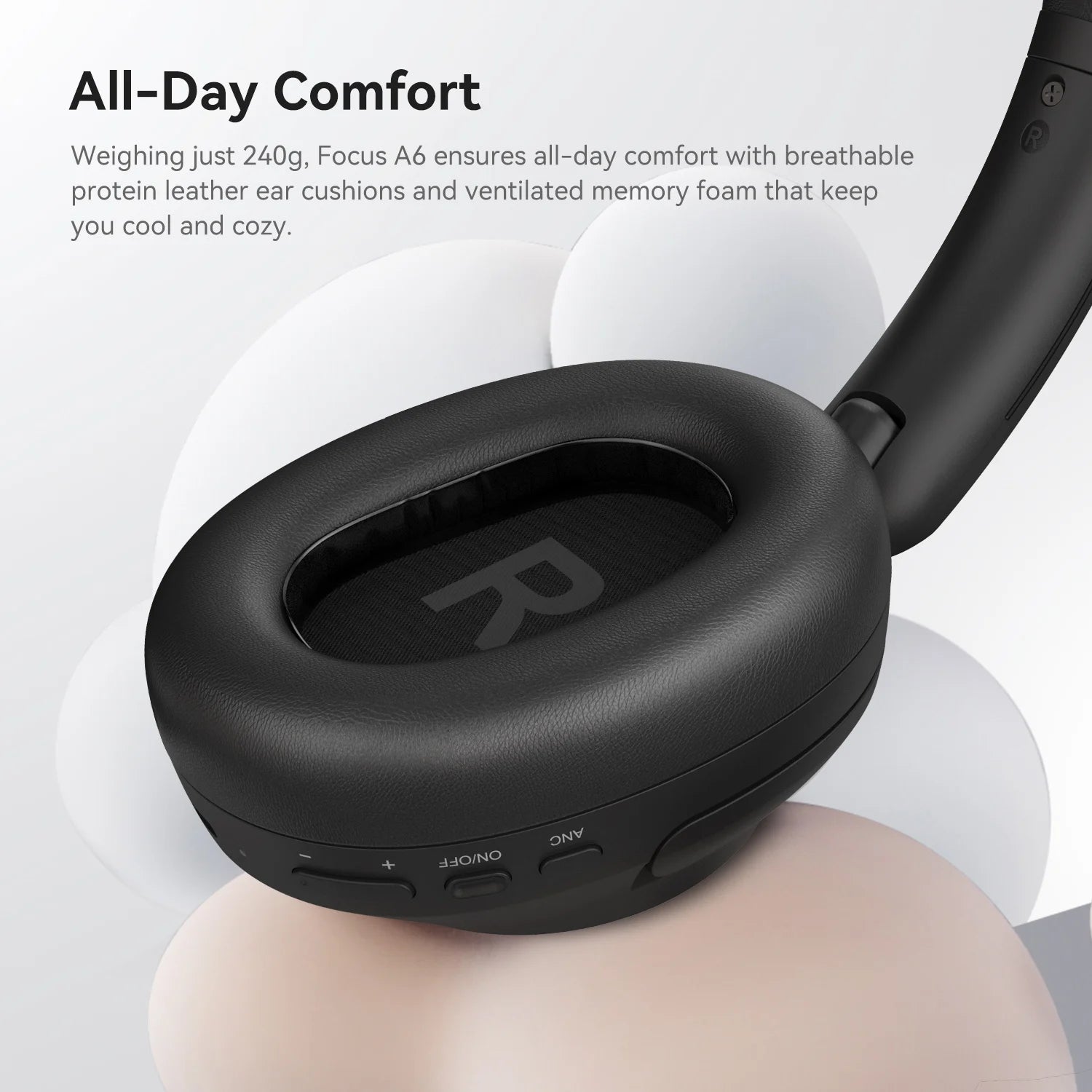 A6 ANC Wireless Bluetooth 6.0 Headphones -48dB Hybrid Active Noise Cancelling Over Ear Headset With Mic Hi-Res LDAC APP