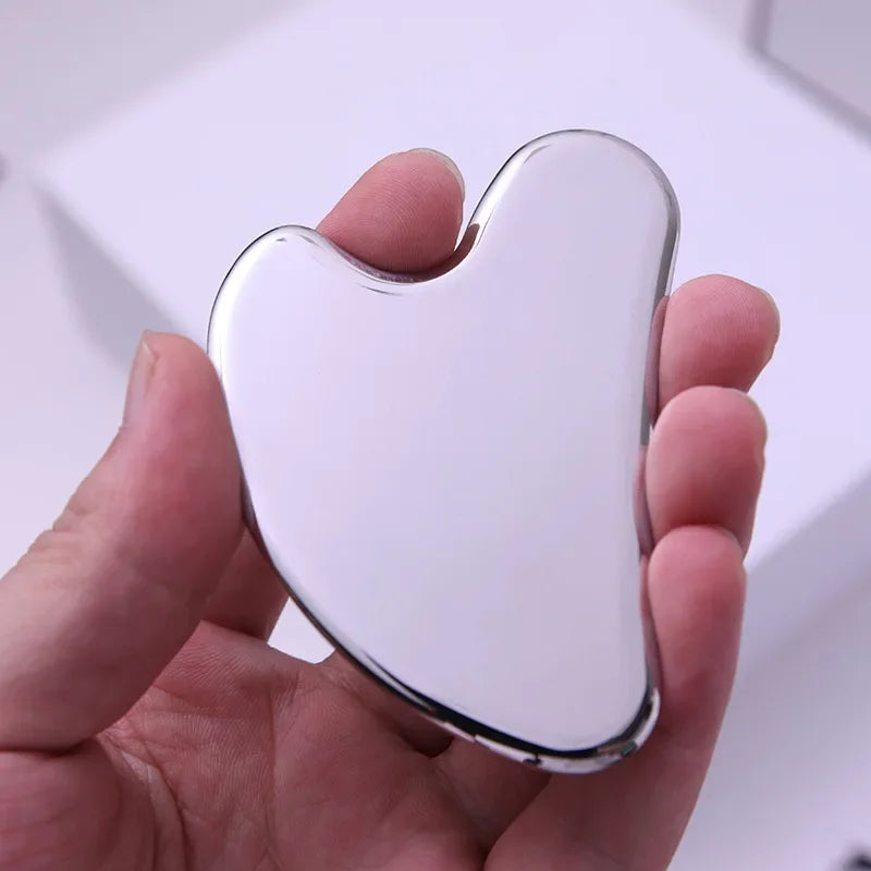 Gua Sha Board Heart Shape Stainless Steel Muscle Massage Tissue Therapy Scraping Plate Promote Blood Circulation Body Relaxation