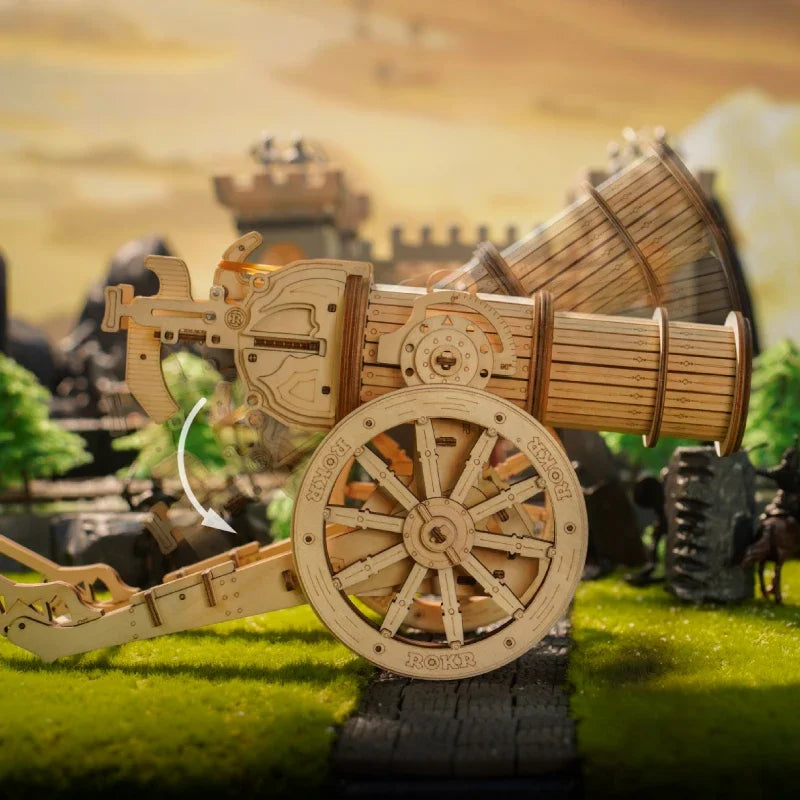 Wheeled Siege Artillery 3D Wooden Puzzle Game Toys