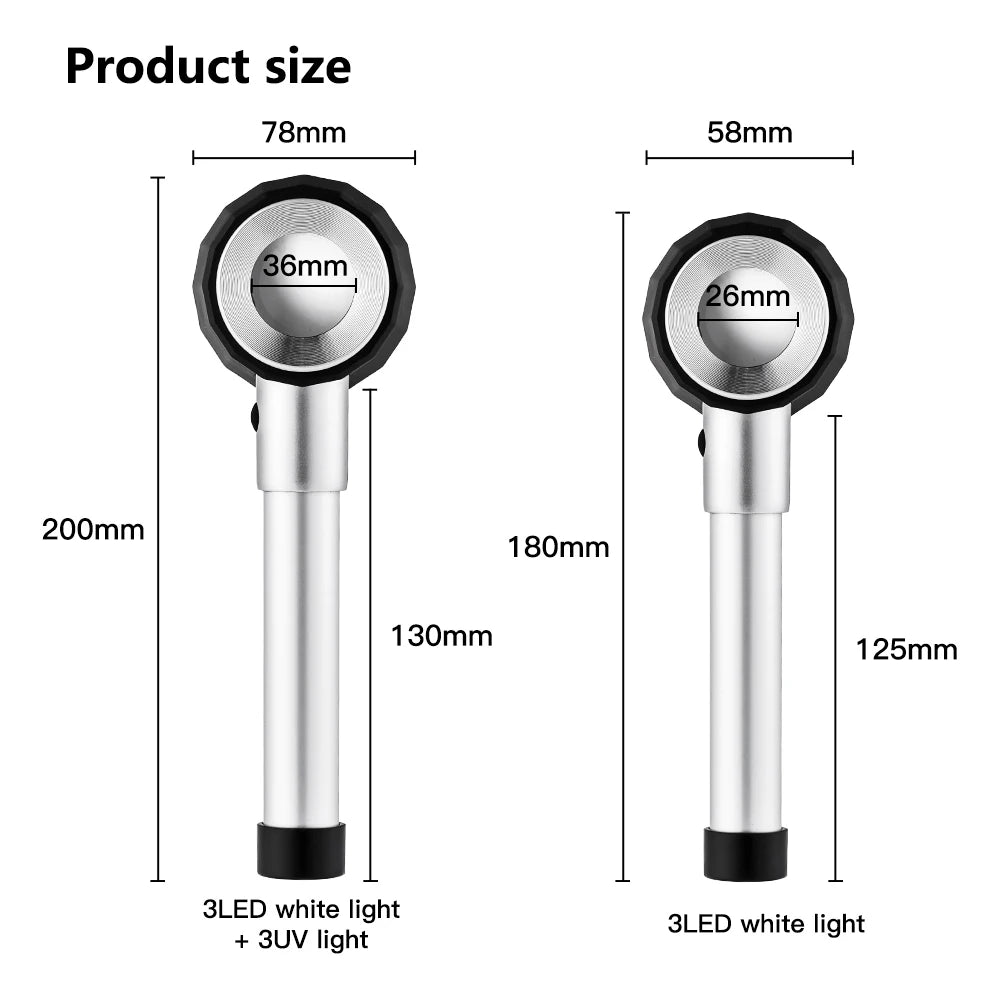 30X LED UV Magnifier Loupe with Scale Metal Handheld