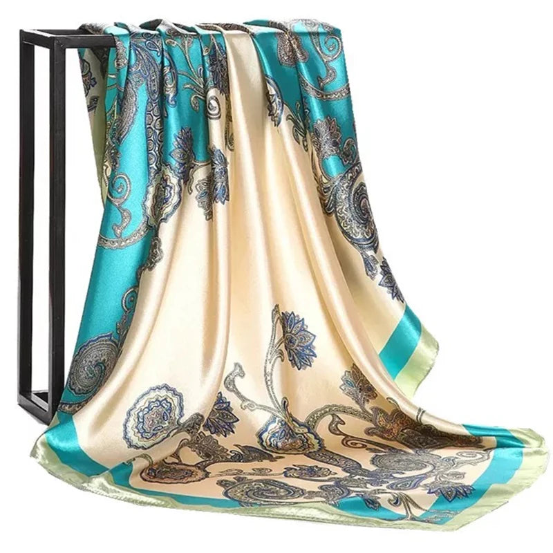 Scarves For Women Print Silk Satin Head Scarf Female Luxury Brand Square Shawl Large Hijab Scarfs