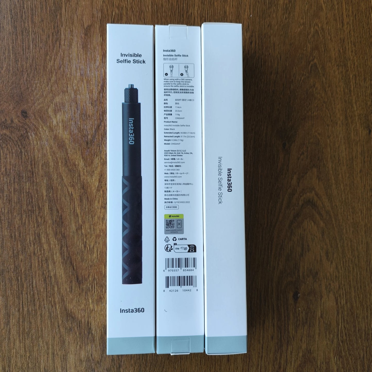 114cm Invisible Selfie Stick for Insta360 X5 X4 X3 GO 3S Ace Pro ONE RS