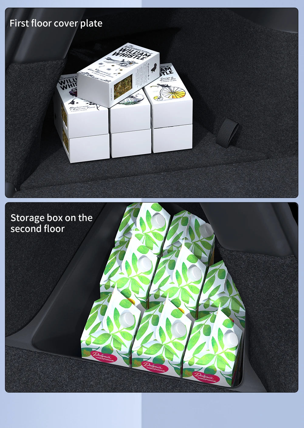 Trunk Side Storage Box Organizer for Tesla Model YL Flocking TPE Partition Storage Bin