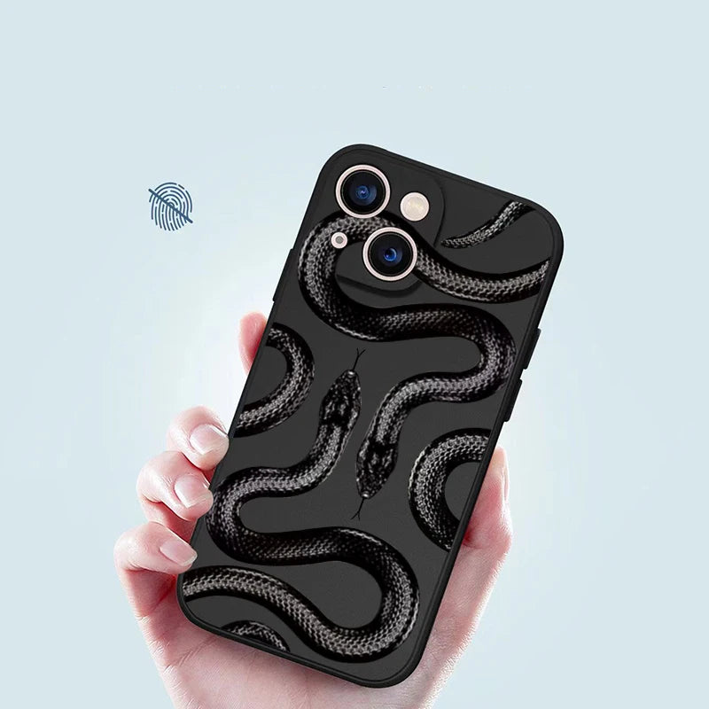 Luxurious Black Snake Phone Case For Samsung S20 S21 FE S22 S23 Plus S24 Ultra