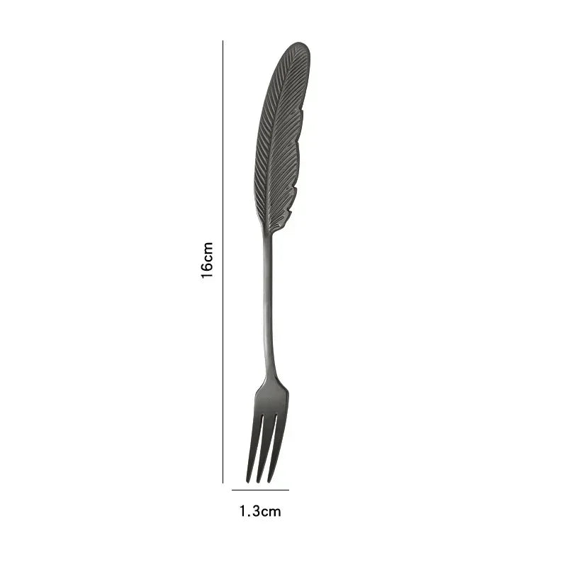Stainless Steel Feather Spoon, Creative Coffee and Dessert Spoon, Elegant Design for Tea, Ice Cream, Decorative Kitchen Utensils