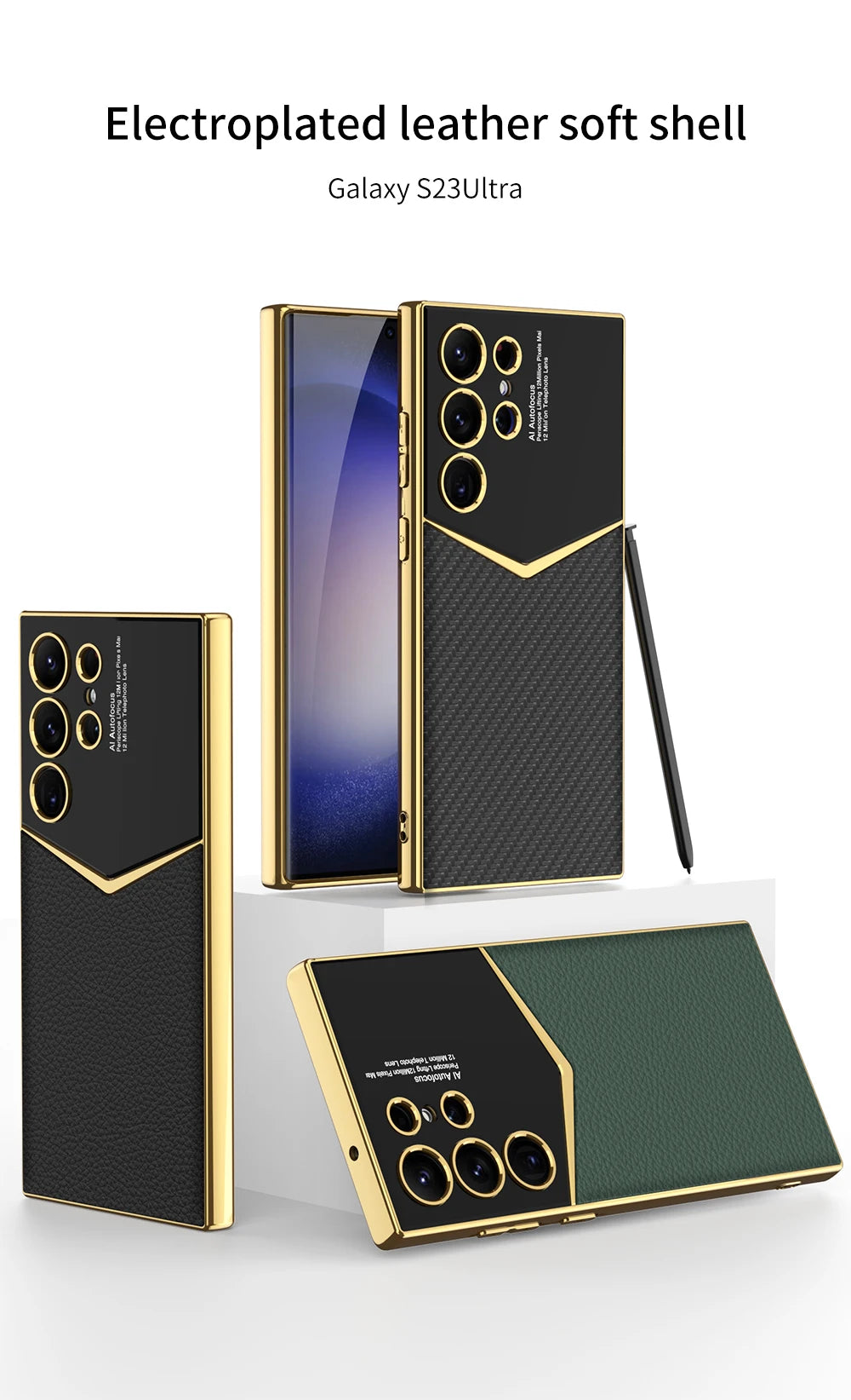 Electroplated Leather Shockproof Case for Samsung Galaxy S26 / S25 / S24 Ultra – Full Coverage Soft Silicone Protective Back Cover with Card Holder