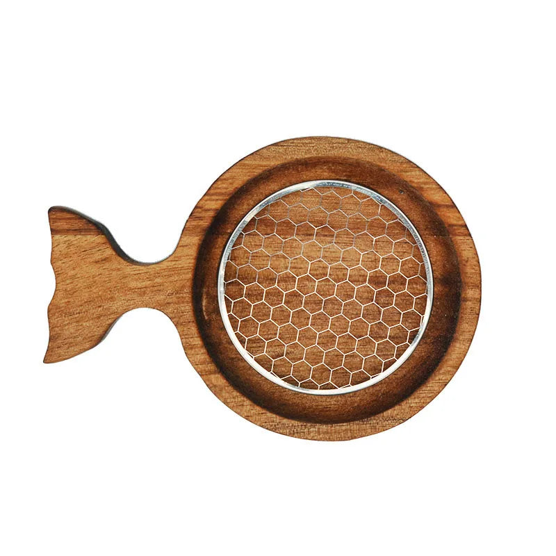 Creative Wooden Incense Burner Fish-shape Incense Holder with Metal Mesh Incense Plate Ash Catcher Buddhism Supplies Home Decor