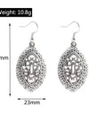 Statement Bohemian Vintage Ethnic Big Round Drop Earring Long Carved Flowers Drop Earrings For Women