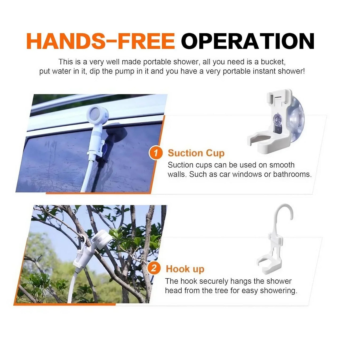 Portable Rechargeable Handheld Outdoor Shower Kit with Dual Spray Modes