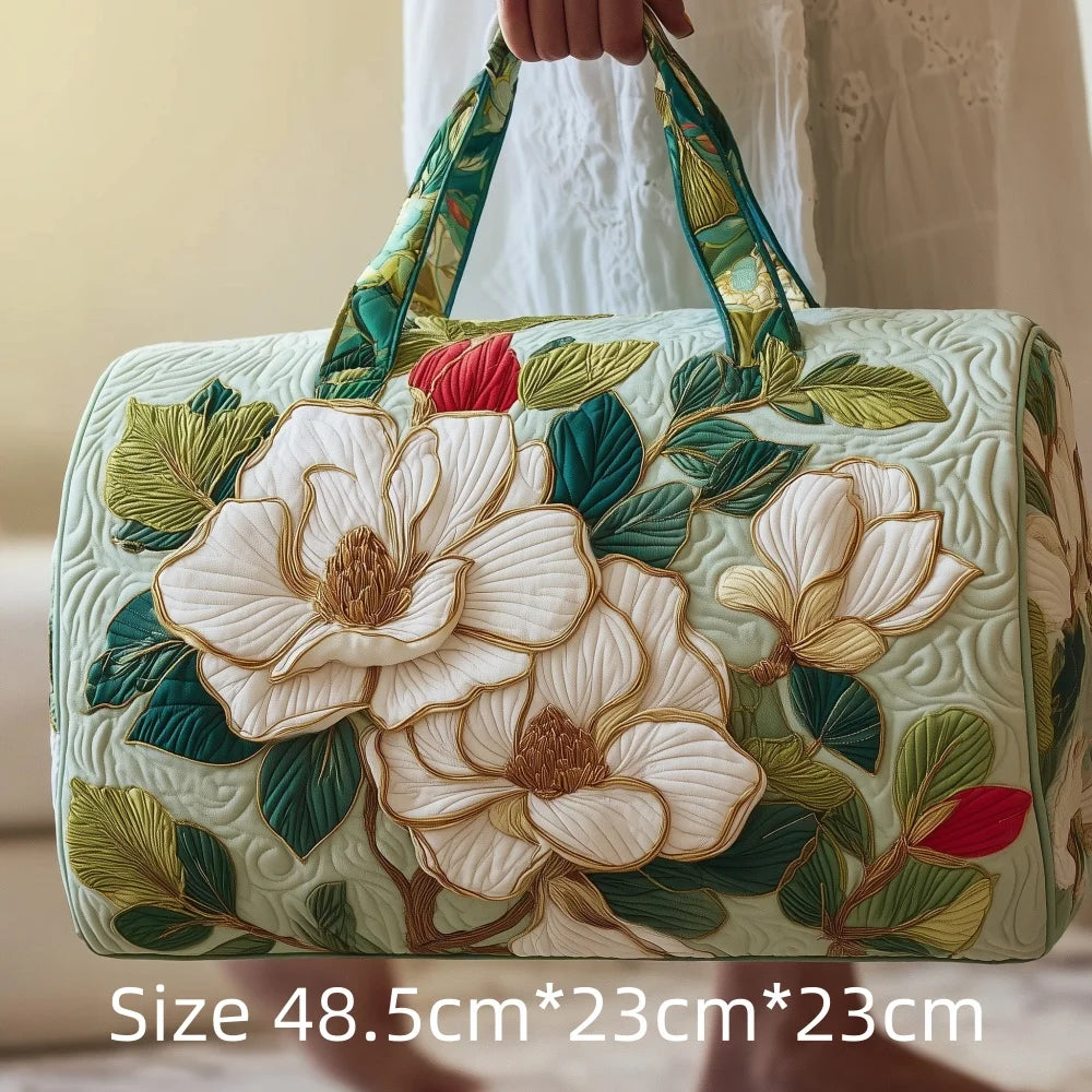 Fashion 3D Printed Quilted Travel Bag for Women Floral Tote Weekender Large Flower Pattern Carry On Handbag Vacation Bags