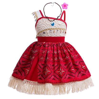 Disney Moana 2 Girls Cosplay Costume Kids One Shoulder Sleeveless Dress 2025 Christmas Party Vaiana Princess Cosplay Costume