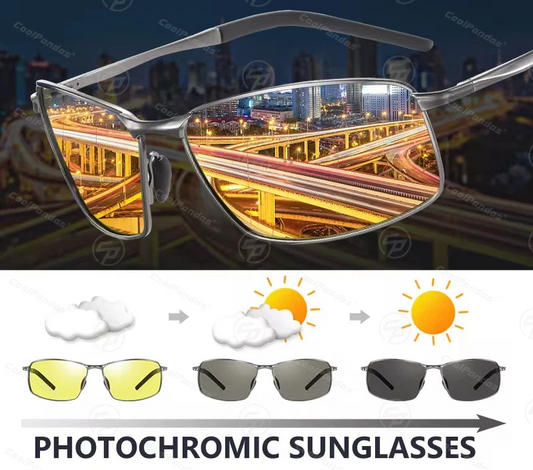 Aluminum Square Polarized Photochromic UV400 Day Night Driving Sunglasses for Men Women