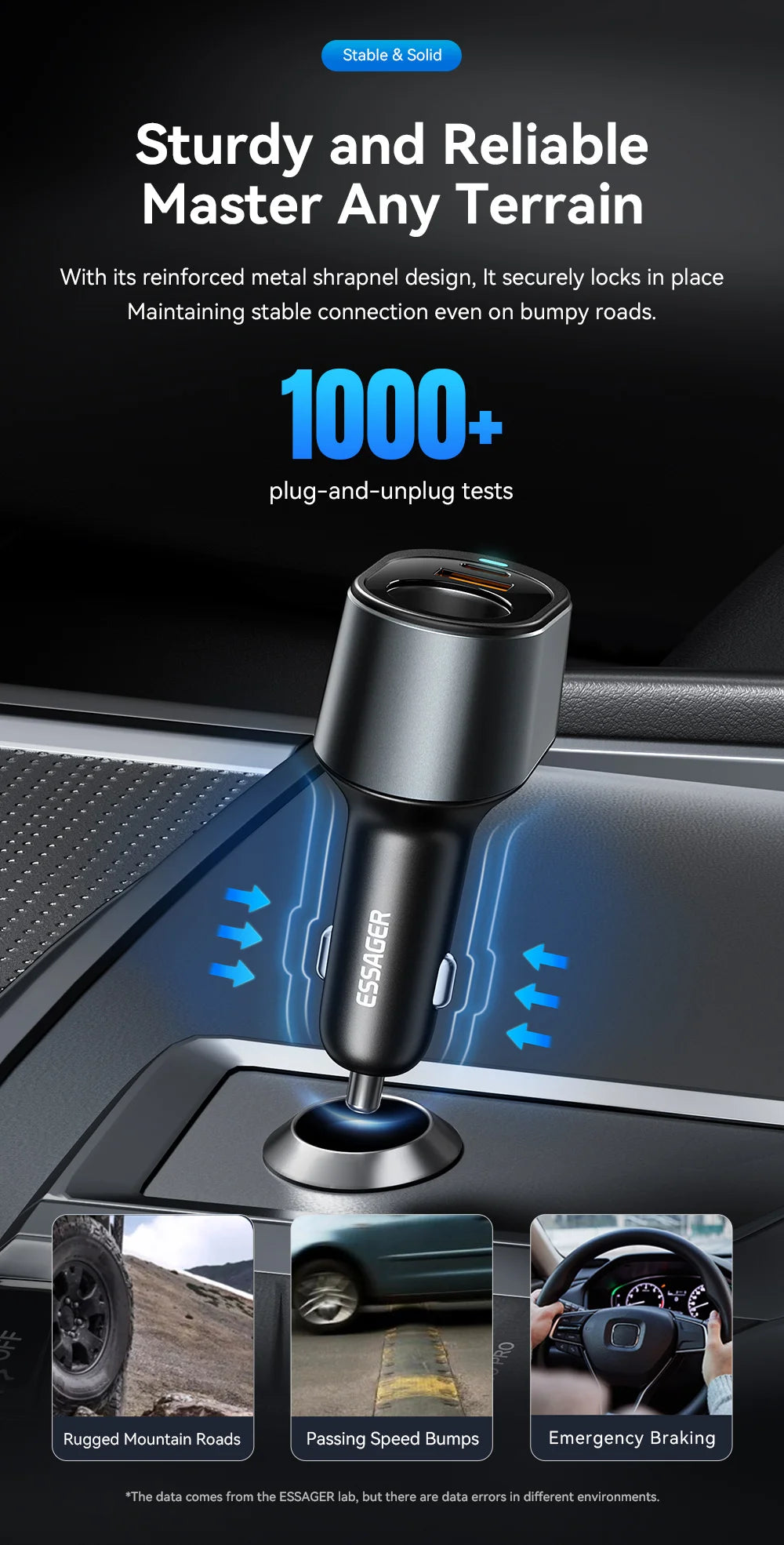 120W USB C Car Charger Adapter with 85W Cigarette Lighter Socket PD Fast Charging 3 Port