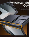 For Z Fold 6 Case with Secure Card Holder Sliding Camera Cover Rugged Hinge Protection Wallet Phone Case Glass Screen Protector