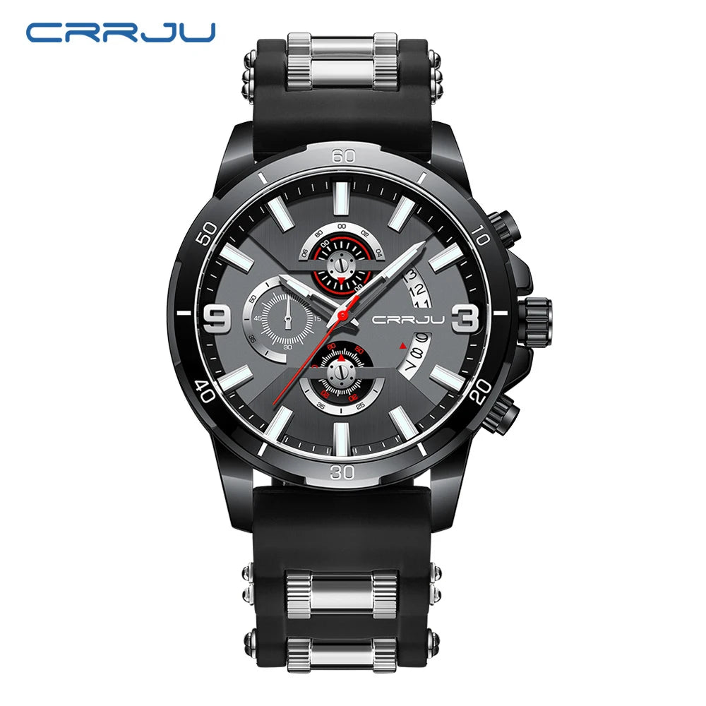 Men Watch Quartz Chronograph Full Steel Waterproof Wristwatch with Date
