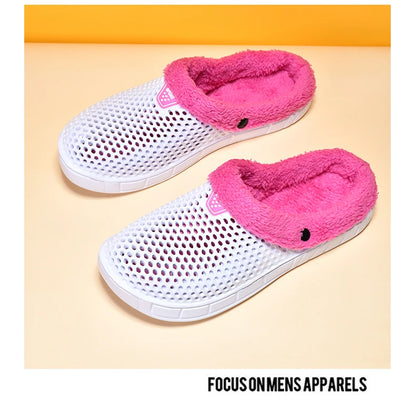 Winter Men's Slippers Warm Fur Outdoor Comforty Couple Shoes Thick Sole Plush Home Shoes Men Women Anti-slip Slides Garden Shoes