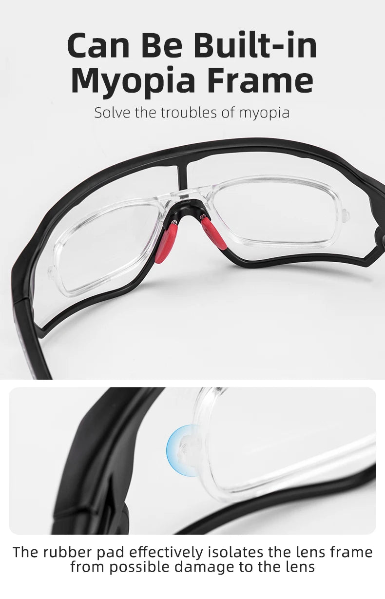 Photochromic Bicycle Glasses UV400 Goggle Large Frame Men Women Sports Bike Eyewear Sungless Adjustable Cycling Glasses