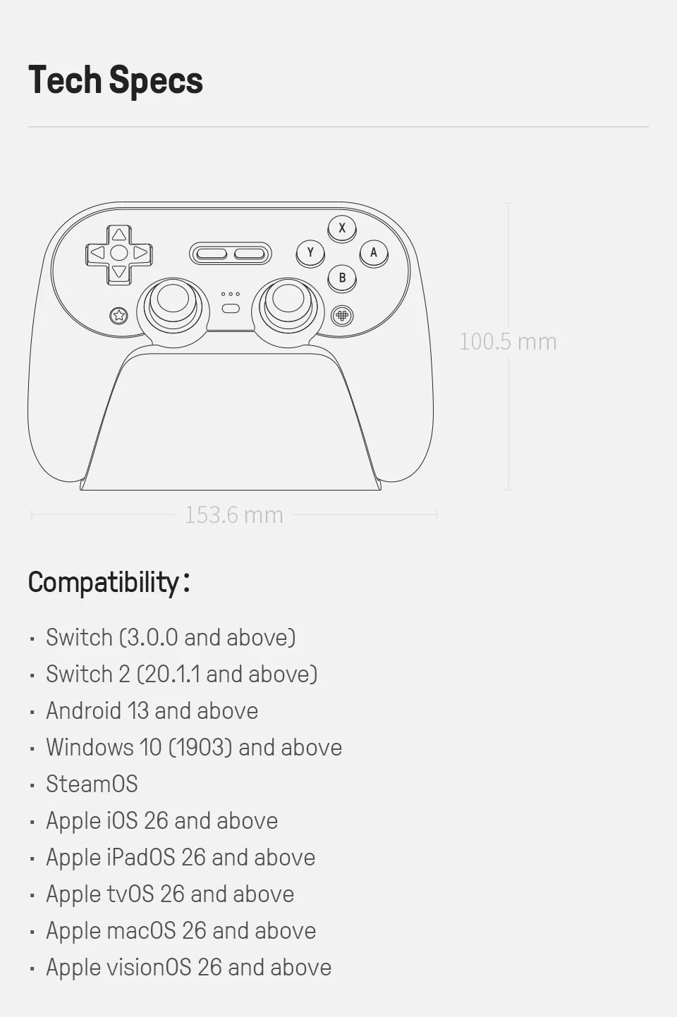 Wireless Gaming Controller with TMR Joysticks and Swappable Buttons for Nintendo Switch and PC