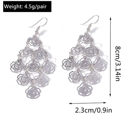 Retro Bright Silver Color Leaf Butterfly Peacock Earrings Tassel Dangle Earrings Jewelry