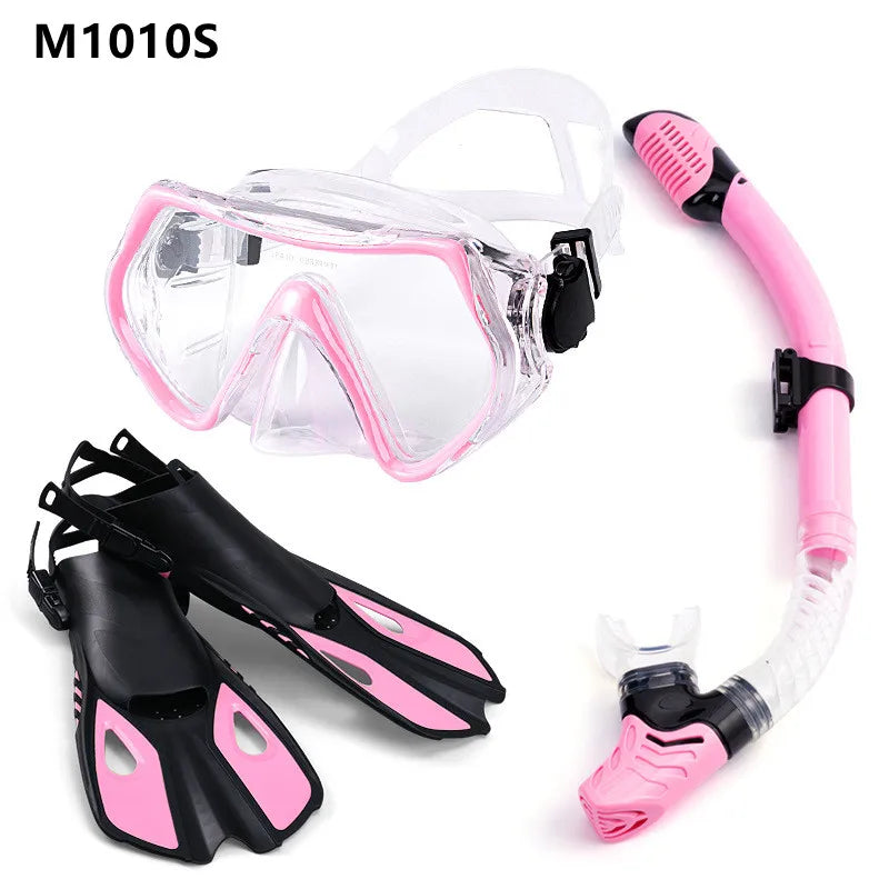 Snorkeling Equipment Panoramic Wide-angle Snorkeling Mask Professional Diving Mask and Snorkel Fin Fins Snorkeling Flipper