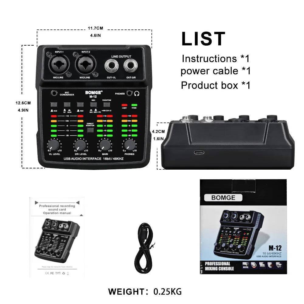 M12 2 Channel USB Audio Interface for Recording and Streaming