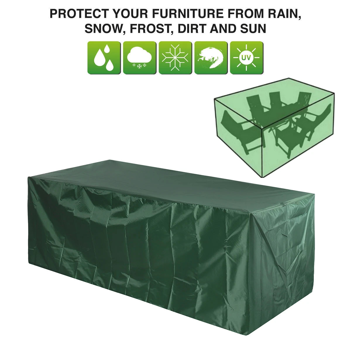 Waterproof Outdoor Patio Furniture Cover 210D Garden Sofa Table Chair Dustproof Rain Snow Protector Green