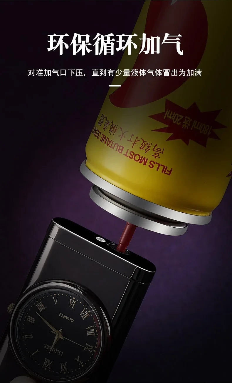 Rocker Arm Dial Metal Gas Lighters Jet, Butane Torch, Real Watch Lighter, Cigarette Cigar Lighter, Smoking Gadgets for Men