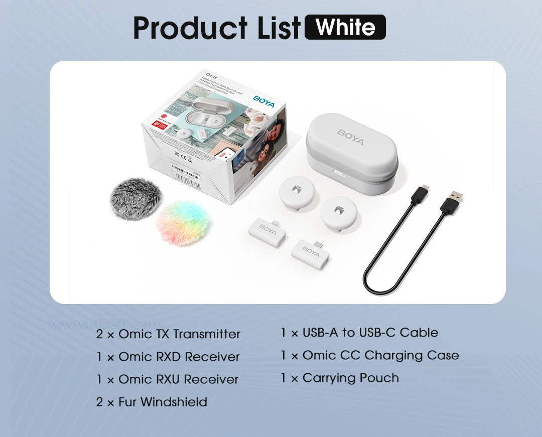 Omic 2-in-1 Wireless Lavalier Lapel Microphone for iPhone Android Smartphones Type-C Youtube Video Recording Streaming Vlog