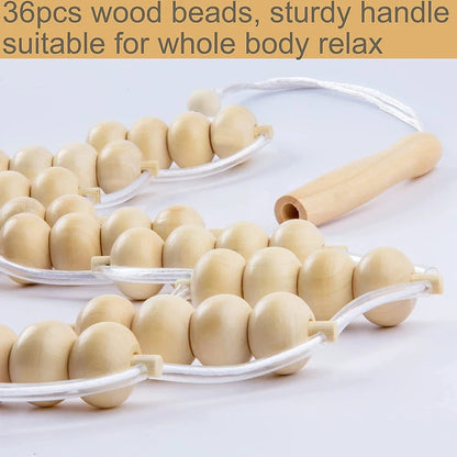 Wood Therapy Massage Tools,Wood Back Massager Roller Rope - for Body Shaping,Pain Relief,Wooden Therapy Lymphatic Tool