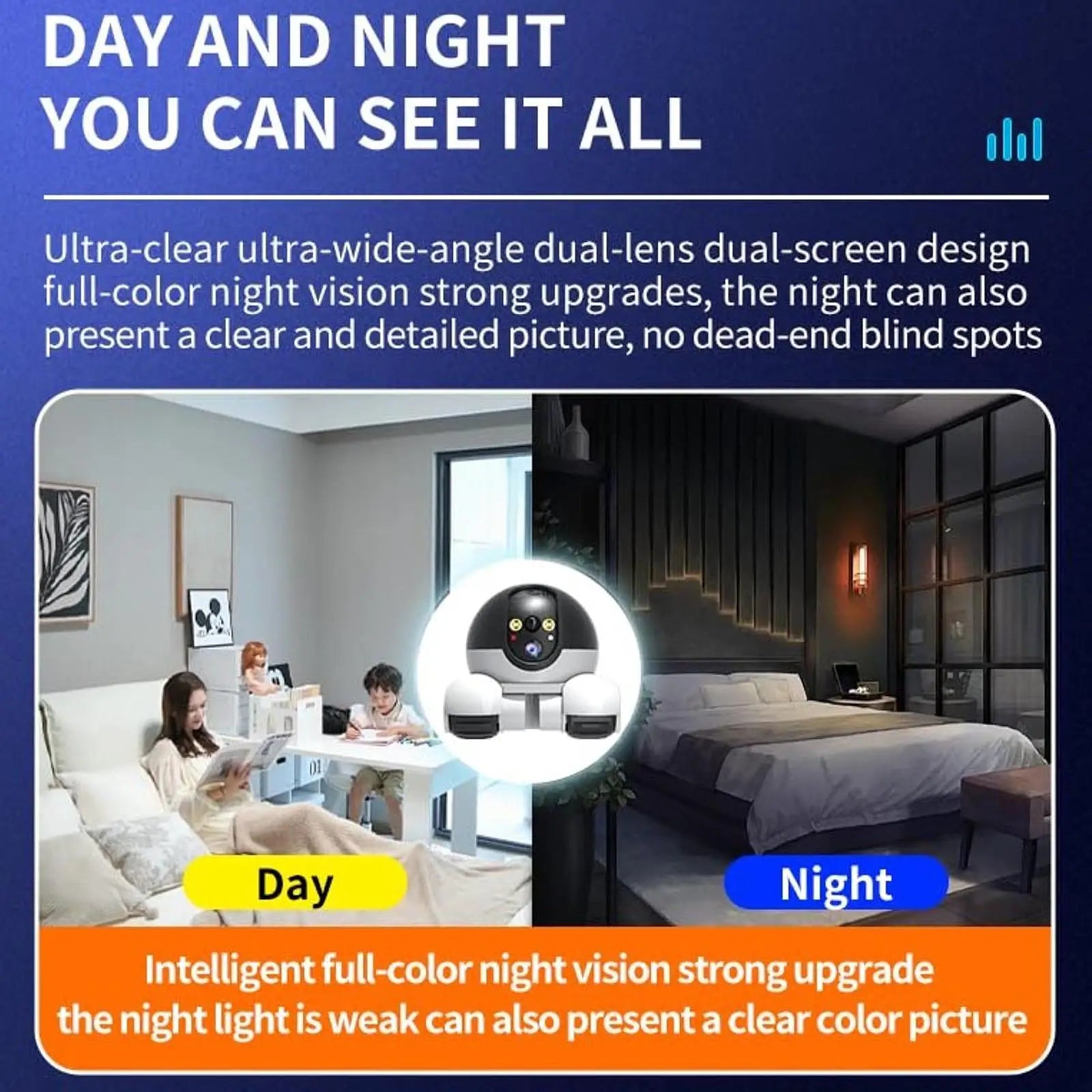 Security Camera Dark Vision Robot Camera On Wheels Two Way Video Call Camera Double Lens Waterproof for Home Indoor Outdoor