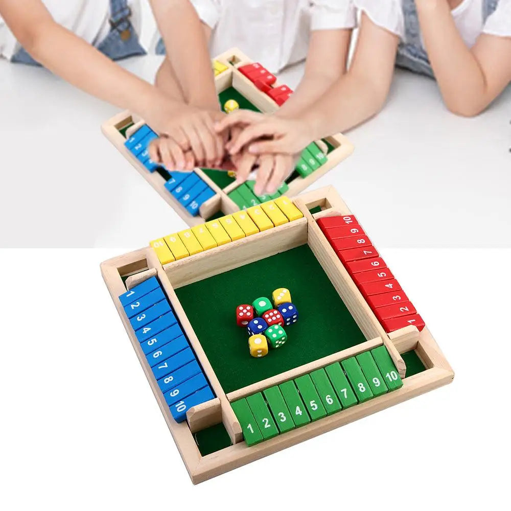 Wooden Four Player Shut the Box Dice Board Game