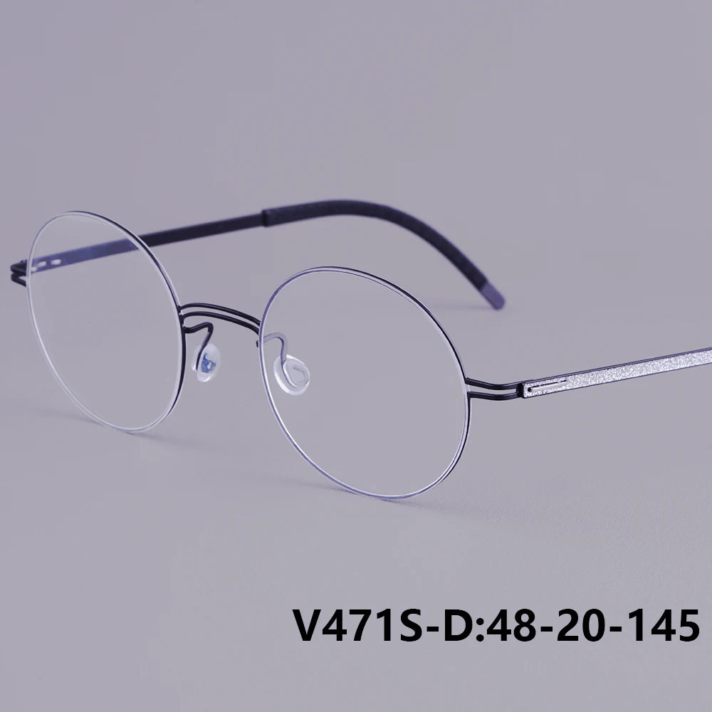 Vintage Round Screwless Titanium Eyeglasses Frame