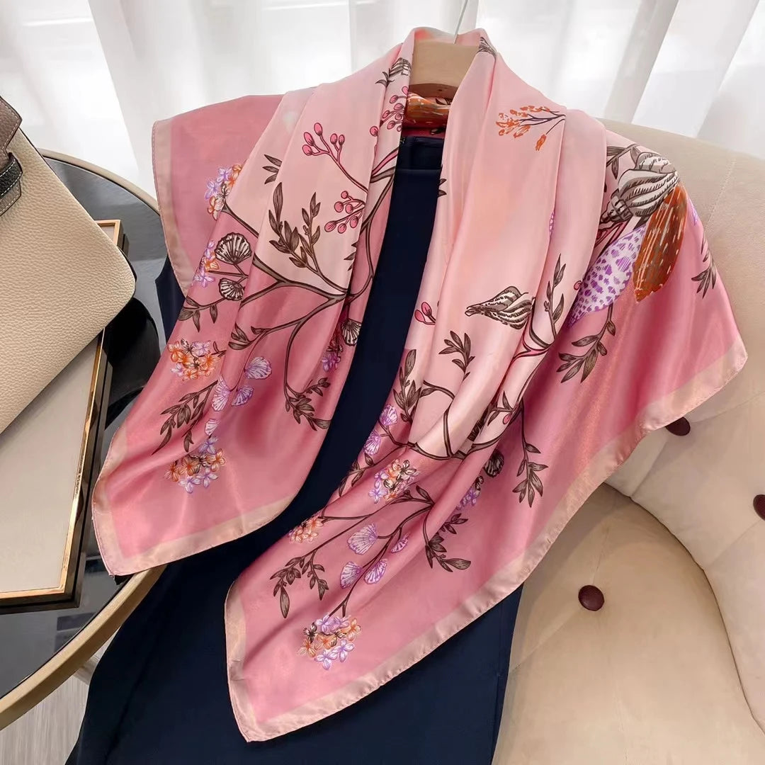 Square Women Scarves Silk Office Ladies Hair Neck Bandanna Headband Foulard Headcloth Muslim Headscarf Female muffler