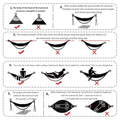 White Canvas Hammock Outdoor Camping Swing Seaside Leisure Travel Garden Decoration for 2 People